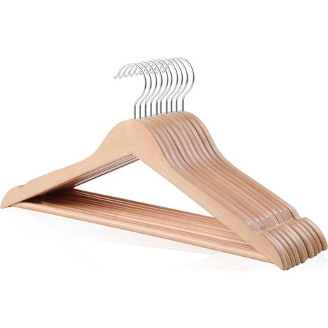 Set mit 10 Holzkleiderbügeln für Kleidung und Anzüge, Natur, 44,5 cm x 1,2 cm x 22 cm