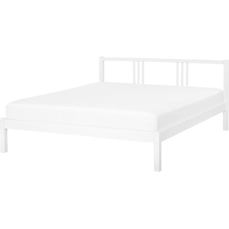 Letto in Legno Bianco con Rete a Doghe Stile Classico 140 x 200 cm Vannes