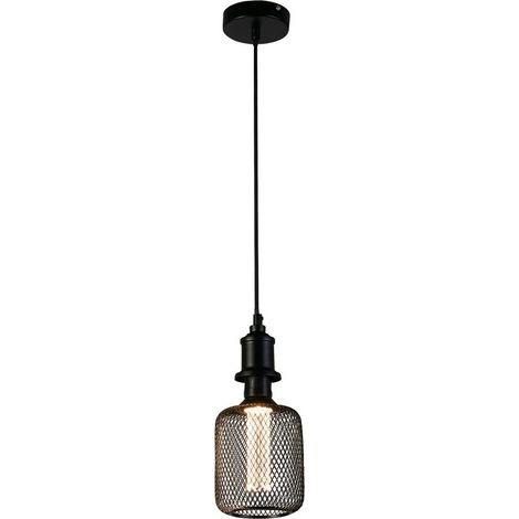 Searchlight Wire Mesh Lampada a tamburo effetto metallo nero (1/3)