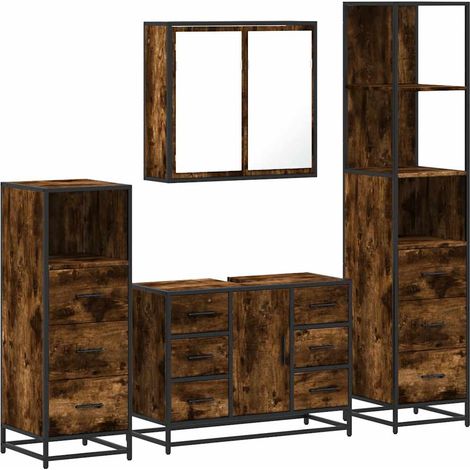 Maison Exclusive - Ensemble meubles salle de bain 4 pcs chêne fumé bois ingénierie