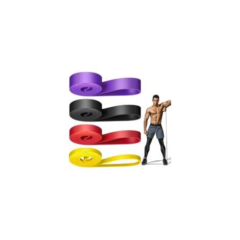 Bande Elastique Musculation (Lot de 4), 4 Niveaux de Résistance Élastique Musculation, Bandes de Résistance Élastique pour Sport, Pilates, Yoga, Musculation, Homme & Femme (1/5)