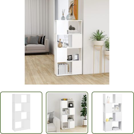 vidaXL Étagère - Bibliothèque/Séparateur de pièce blanc bois d'ingénierie (1/5)