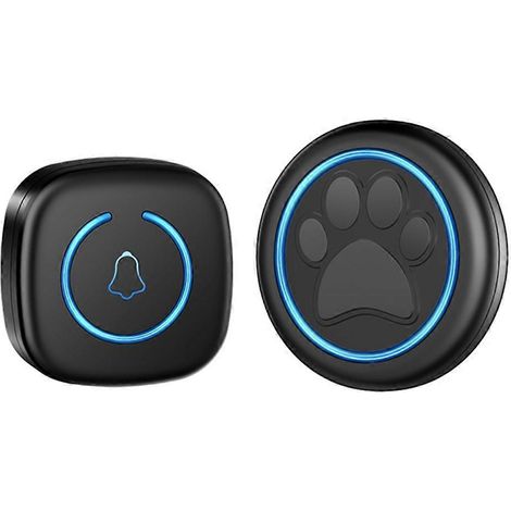 Kabellose Türklingel für Katzen und Hunde, 300 m Reichweite, 60 Melodien, hohe Lautstärke, wasserdicht, mit Trainingsfunktion, US-Stecker, schwarz