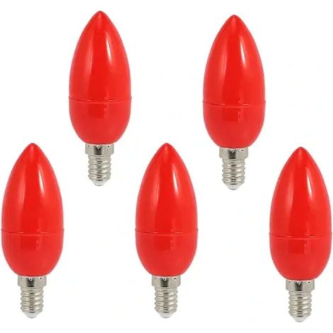 Lot de 5 ampoules LED rouges porte-bonheur, ampoules à économie d'énergie, culot E14-AquaForge (1/4)