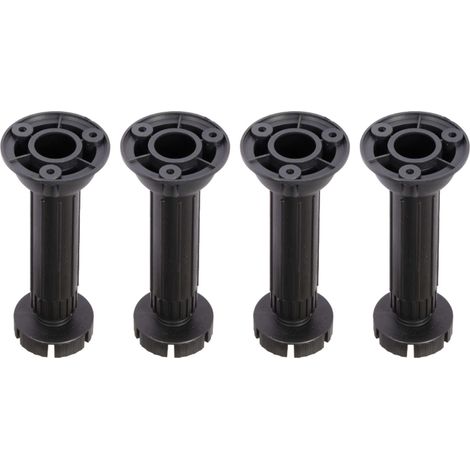 4x pied de meuble réglable complet vérin hauteur H = 150mm rond plastique plinthe cuisine salle de bain base socle support (1/2)