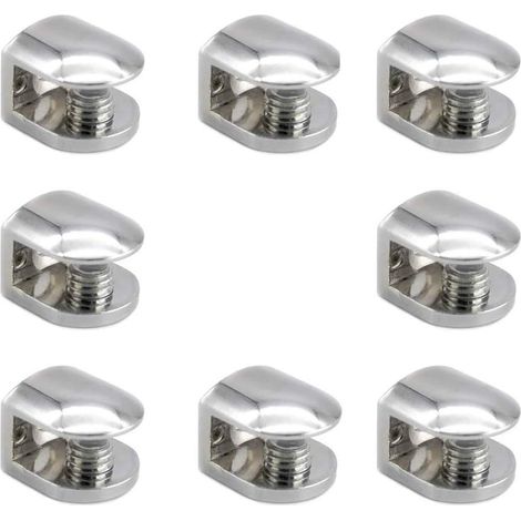 ZOLGINAH 8Pcs Pince à Verre Pince Support en Alliage de Zinc Fixations Réglable Support pour Tablettes en Verre de 6-8 mm d'épaisseur (1/4)