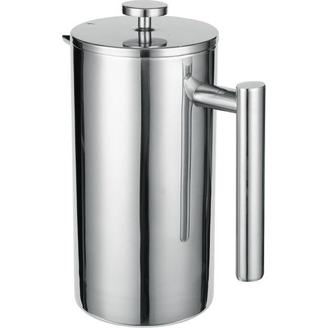 Caffettiera a pressa francese da 1 litro in acciaio inox – Doppia parete isolata – Filtri di ricambio inclusi – Mantiene il caffè caldo fino a 1 ora -Crezuo