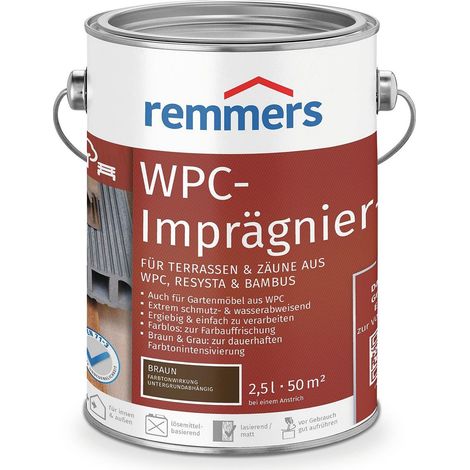 Remmers WPC-Imprägnier-Öl braun, 2,5 Liter, WPC Öl für innen und außen, für Terrassen, Zäune oder Gartenmöbel aus WPC, Resysta und Bambus geeignet