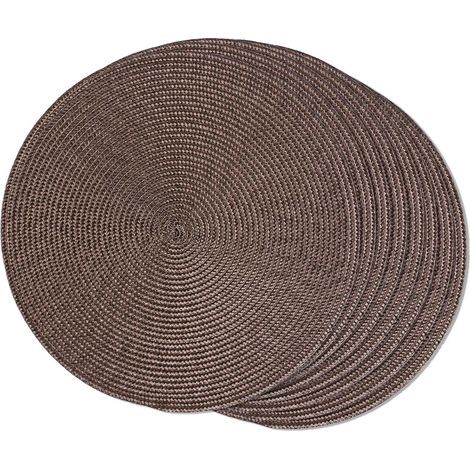 APEX Ensemble de 8 sets de table en PP, lavables, antidérapants, résistants à l'usure, 38 cm de diamètre, couleur café. (1/5)