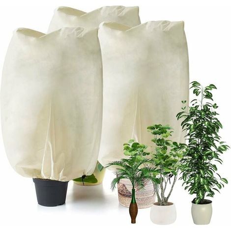 Lot de 3 Housse Hivernage Plante, 110 x 90cm Voile d Hivernage Plante avec Cordon de Serrage, Housse de Protection pour Plantes Réutilisable (1/5)