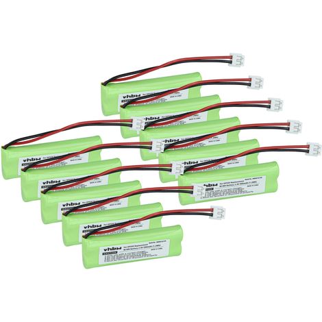 vhbw 10x Battery compatible with Medion Life S63080, X63003, S63082, S63114, S63182, S63112, S63085 Wireless Landline Phone (500 mAh, 2.4 V, NiMH)