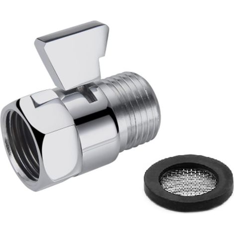 Shower Stop Valve 1/2 Inch, G 1/2 Inch Zinc Alloy, Polished Chrome, Shower Stop Between Flexible and Tap for Shower Arms (1/5)