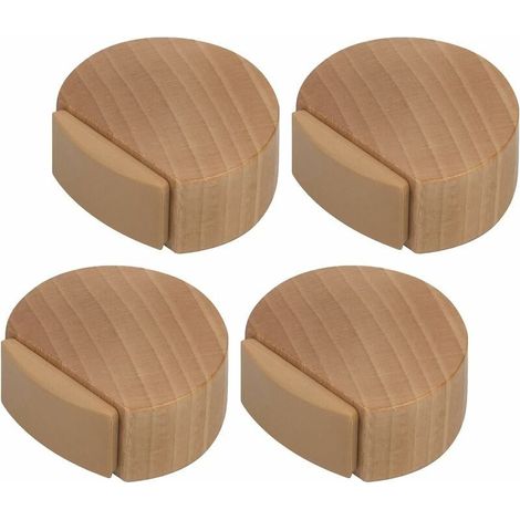 Butée de Porte Adhesive - Arrêt de Porte en Bois pour Sol et Parquet - Stop Porte Adhésif - Butoir de Porte Discret et élégant - Lot de 4 (1/5)