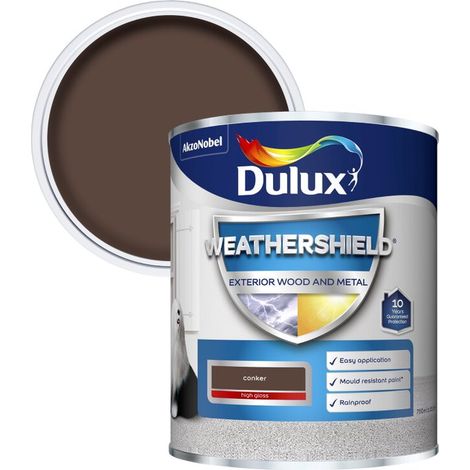 Dulux Weathershield Exterior Gloss Paint - Conker - 750ml