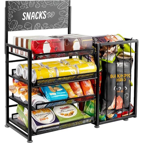 PréSentoir à Snacks En MéTal, Rangement à Niveaux Avec Panier LatéRal (1/2)