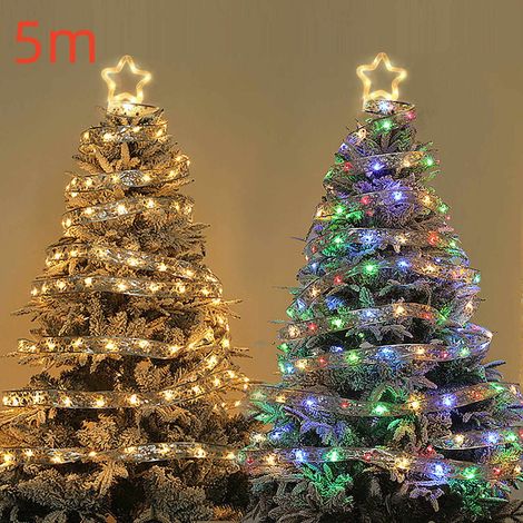 Guirlande Lumineuse LED - Ruban Décoratif de Noël - 50 LED - Alimentation sur Piles - 5 m - Pour Arbre de Noël Intérieur Extérieur - Lot de 99 Boules de Décoration (1/5)