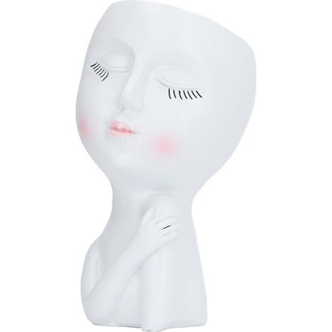 Pot de fleurs en forme de tête de visage, en résine, mignon et amusant, avec trou de drainage, idéal pour les plantes grasses et les cactus du jardin. (1/5)