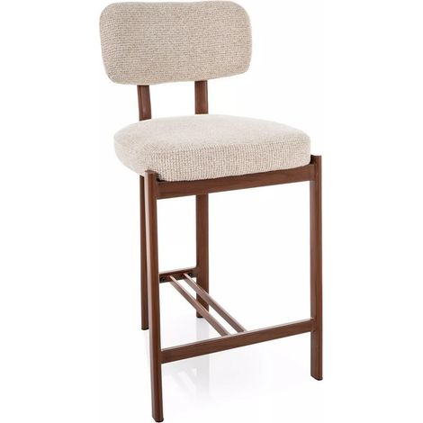 Chaise de bar scandinave tissu texturé beige clair - Olf (1/5)