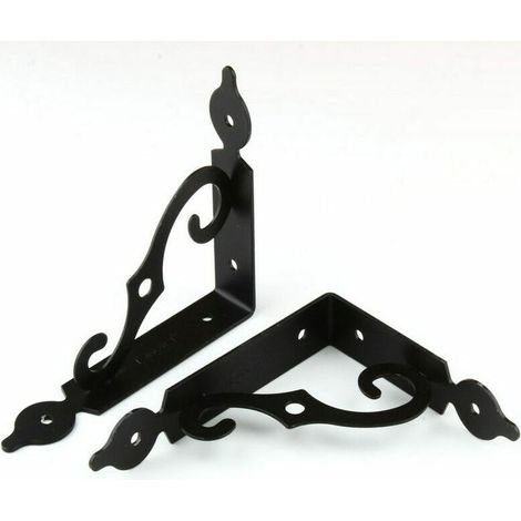 L Shape Iron Wall Shelf Bracket Triangular Shelf Bracket 140110mm Carport Bracket & Fixing 4pcs(the black) (1/5)