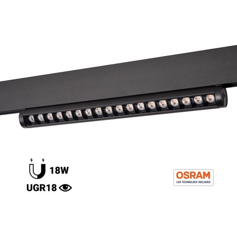 Faretto lineare orientabile per binario magnetico 48V - 18W -