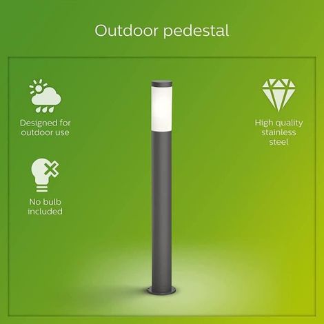 Philips – Lampadaire extérieur sur poteau – Poteau anthracite – 1x20 W – Haute tension – Éclairage LED adaptable pour jardins et allées