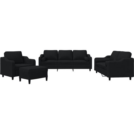 Maison Exclusive - Set Divani 4 pz con Cuscini Nero in Tessuto