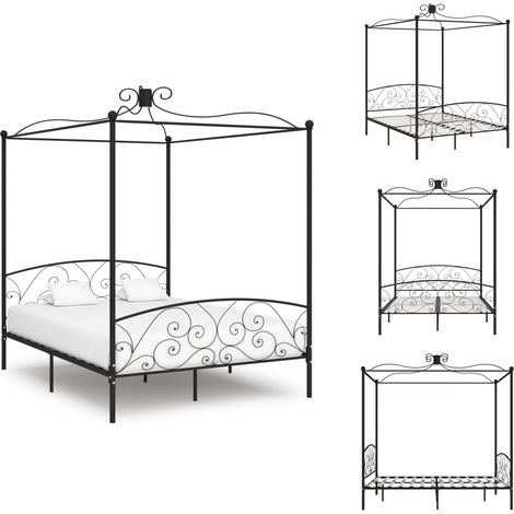 Betten & Bettgestelle - Living Himmelbett-Gestell Schwarz Metall 180 x 200 cm (1/5)