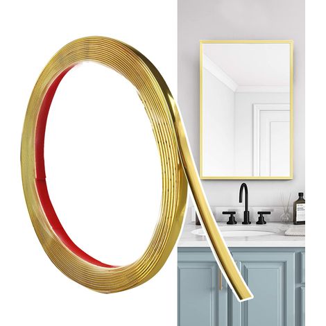 Moulure Décorative Autoadhésive Doré Mat (6M6mm) , Bandes Murales en PVC Flexibles, idéales pour Mur, Miroir, Plafond, Sol, Armoire, Carrelage (1/5)