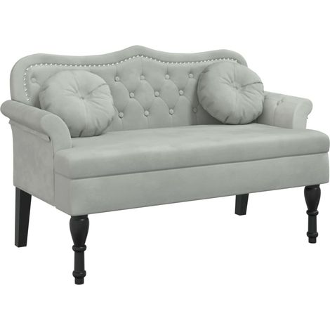Banc avec coussins Gris clair 120,5 x 65 x 75 cm Velours (1/5)