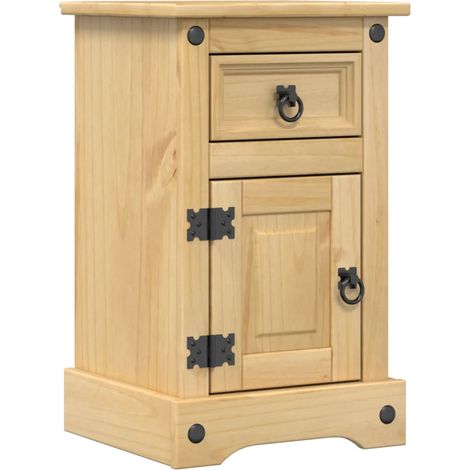 vidaXL Mesita de noche Corona madera maciza de pino 35x32,5x58 cm (1/5)