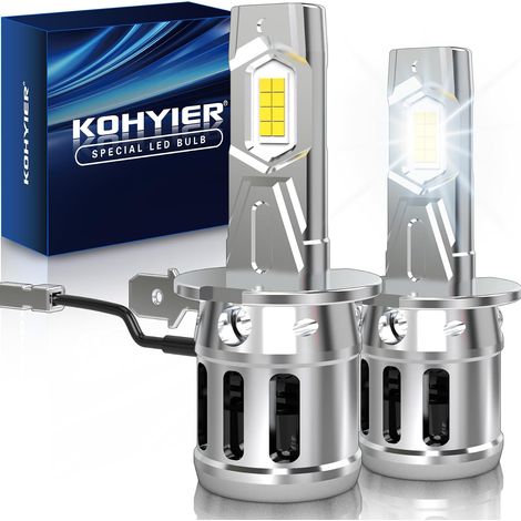 H3 LED Bulb 140W 40000LM 6000K Xenon White 12V H3 LED Mini Size 1:1, Plug and Play, Pack of 2 (1/5)