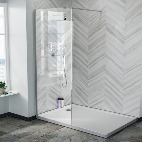 Samoa 700mm Wet Room Screen & Support Bar Chrome (1/4)