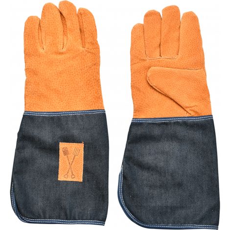 Gants de jardin en jean avec renfort en cuir - Taille unique - Manches longues - Livraison gratuite (1/5)