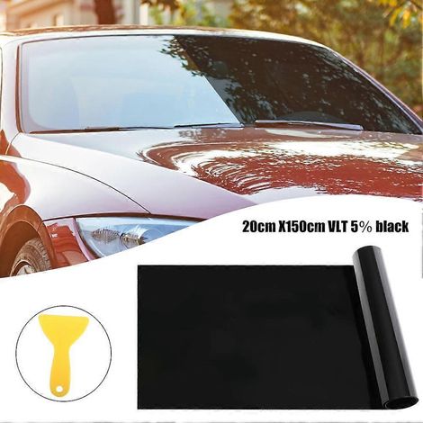 Film solaire pour pare-brise de voiture 20 cm x 150 cm, teinté noir, transparent, anti-UV, protection solaire. Accessoires auto. (1/5)