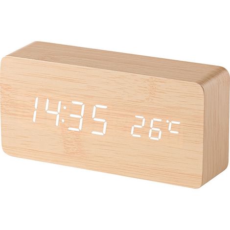 Réveil numérique en bois avec 3 réglages d'alarme et 3 niveaux de luminosité, affichage électronique de l'heure par LED, style 1 (1/5)