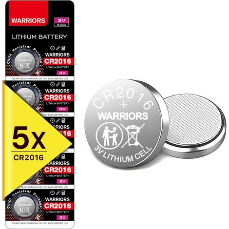 5X Pile CR2016 3V Lithium Bouton Emballage sécurité enfant. Pour clés, balances, calculatrices, télécommandes, montres et petits appareils (1/5)