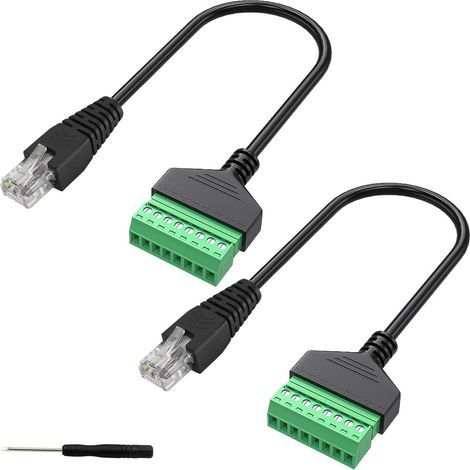 2 Pack RJ45 Mâle Borne à vis RJ45 8P 8C Mâle à 8Pin Femelle Boulon Vis Type bornes Ethernet Net Network Pluggable Type Jack Plug pour AV CCTV UTP DVR Cat5 Cat6 Cat7 (1/5)