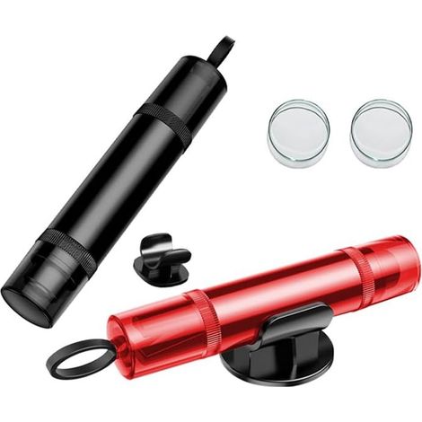 Marteau de sécurité, brise-vitre et coupe-ceinture de sécurité 2 en 1, avec couvercle transparent, compact et pratique, facile à utiliser (rouge + noir) - Cyslmuk® (1/5)