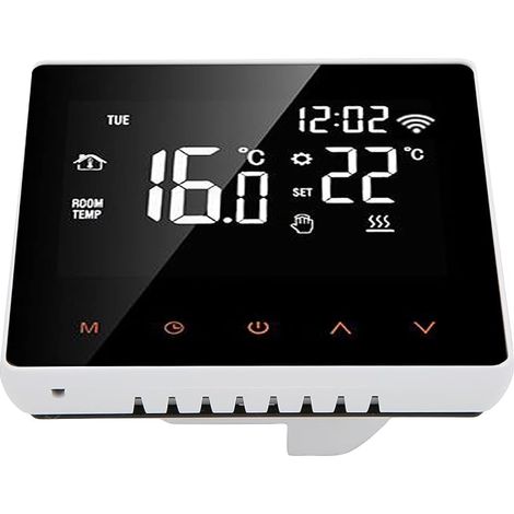 LCD Thermostat for Water and Electric Floor Heating 230V Multiple Color Options Orange Button Back White 16A (1/5)
