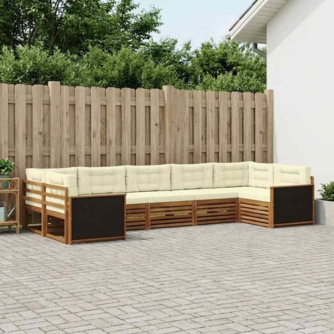 vidaXL Outdoor-Sofagarnitur mit Kissen 7 pcs Natur und Creme (1/5)