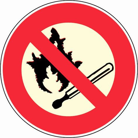 Panneau photoluminescent Interdiction de feu - Rigide Ø80mm - 4029023