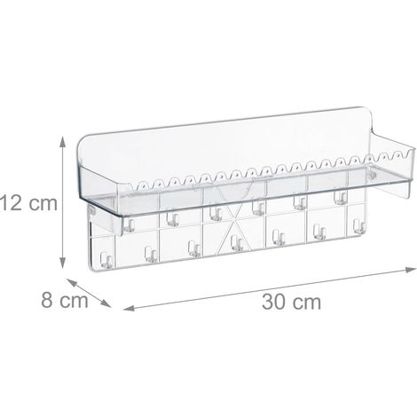 Portajoyas de pared transparente 45 x 30 x 10 cm almacenamiento estructurado con ganchos y estante de acrílico transparente 130014549 (1/4)