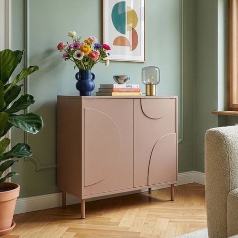 Sideboard Holea mit 2 Türen 75x70x34 cm Mocha Mousse Braun [en.casa]