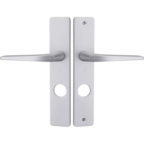 Heracles – Ensemble sur plaque HIONNA aluminium argent 26,5mm – Fixation sécurisée pour portes – Entraxe 195mm – BHIONNA15 (1/3)