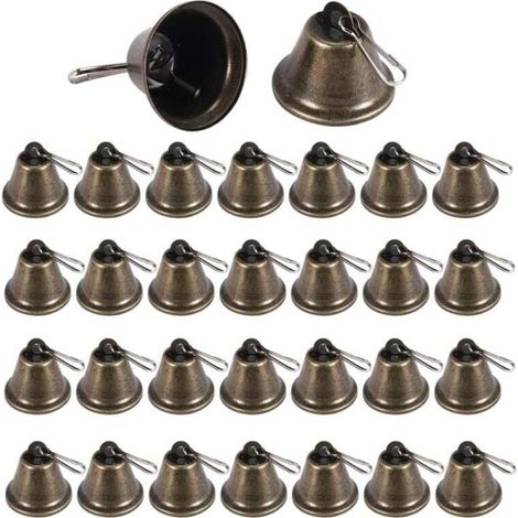 30 campanas pequeñas vintage de latón hechas a mano con ganchos XU para colgar campanillas de viento - KZQ (1/4)