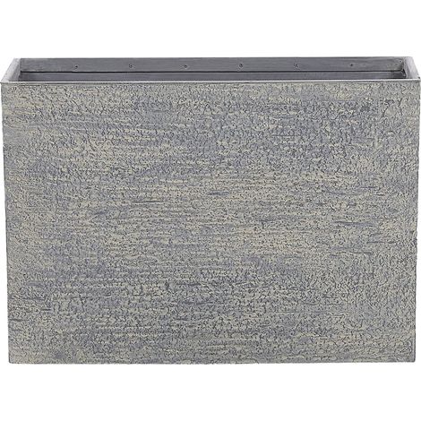 Maceta de piedra gris 50 x 70 x 29 cm rectangular para interior y exterior Edessa