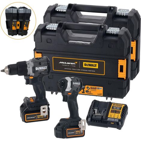Dewalt 18v McLaren F1 Twin Pack XR Brushless Hammer Drill + Impact Driver 2x5Ah (1/5)