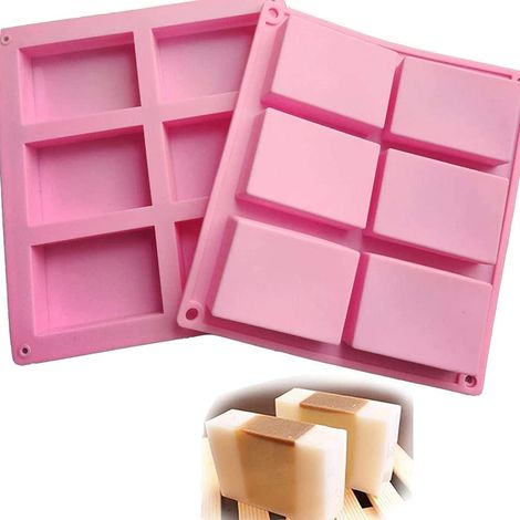 Moule En Silicone - 6 Cavités Rectangulaires - Pour Savon Maison Chocolat Résine Glace Pâtisserie - Lot De 2 (1/5)