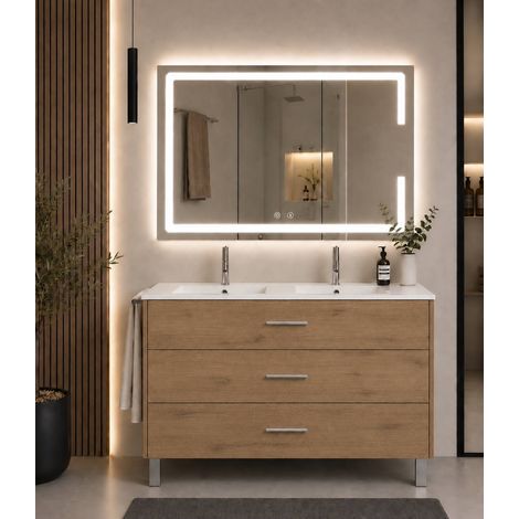 Meuble de salle de bain avec vasque ORIGENBATH RIBERA sans miroir 120x45 cm double vasque estepa (1/5)
