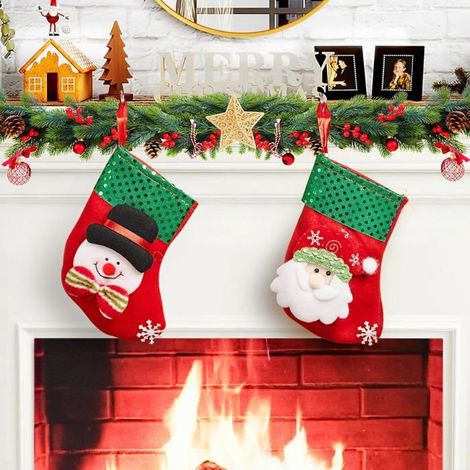 Weihnachtsstrümpfe zum Aufhängen - - 2er-Set - 16 cm hoch - 13 cm breit - Personalisiert - Weiches Flanell (1/5)